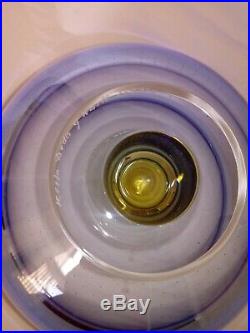 Kosta Boda Goran Warff Zoom Blue Amber Art Glass Oval Bubble 7-1/8 BOWL NEW