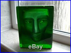 Kosta Boda Green Crystal Artglass Sculpture By Bertil Vallien