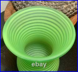 Kosta Boda Gunnel Sahlin Signed Delight Green Spiral Frosted Glass 8 Vase MINT