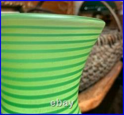 Kosta Boda Gunnel Sahlin Signed Delight Green Spiral Frosted Glass 8 Vase MINT