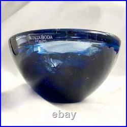 Kosta Boda Handcrafted Blue Glass Bowl