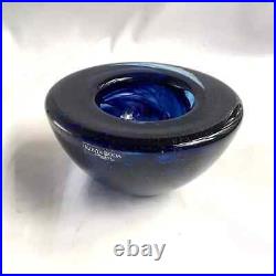 Kosta Boda Handcrafted Blue Glass Bowl