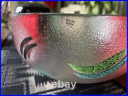Kosta Boda Hearts Art Glass Frosted Bowl Signed by Ulrica Hydman-Vallien