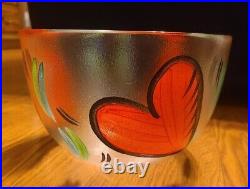 Kosta Boda'Hearts' Art Glass Frosted Bowl Signed by Ulrica Hydman-Vallien EUC