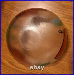 Kosta Boda'Hearts' Art Glass Frosted Bowl Signed by Ulrica Hydman-Vallien EUC