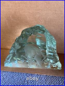 Kosta Boda Iceberg Crystal Statue Etched Moose V. Lindstrand 3 Lbs