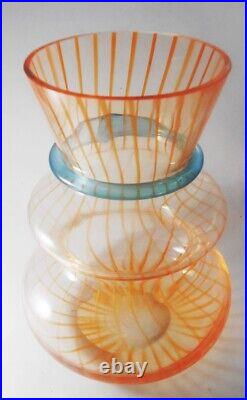 Kosta Boda Karl Bergman Swedish Art Glass Vase with Vertical Stripes 9.5h Fine