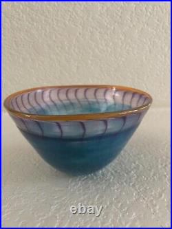 Kosta Boda Kjell Engman Art Glass Bowl Bon Bon Series Blue Purple 59061 Sweden