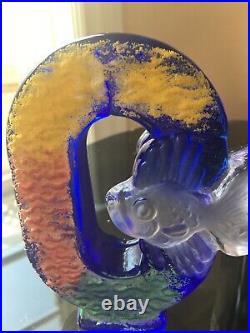 Kosta Boda Kjell Engman Art Glass Framework Reef Gold Fish