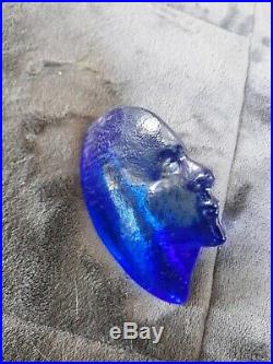 Kosta Boda Kjell Engman. Art Object Face In Blue