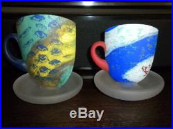 Kosta Boda Kjell Engman Art glass 4 Teacups, Teapots Sculptures figures RARE