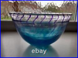 Kosta Boda Kjell Engman BON-BON hand Signed & Labeled Purple/Blue Glass Bowl