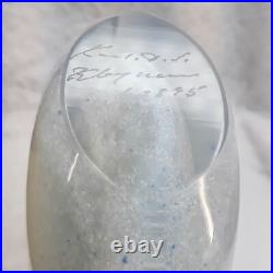 Kosta Boda Kjell Engman Bud Vase White Blue Speckled Art Glass