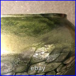 Kosta Boda Kjell Engman Corfu Design Green Art Glass 6 Bowl withOrange Handle