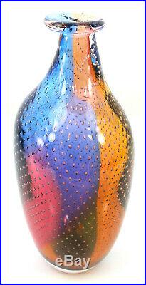 Kosta Boda Kjell Engman Glass Bottle Fidji Blue Purple Yellow