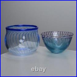 Kosta Boda Kjell Engman Signed & Labeled Glass Vase- Bowl Floralia Series