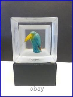 Kosta Boda Kjell Engman Snapshot Bird Figurine Sculpture Art Glass Sweden with Box