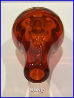 Kosta Boda Klas-Goran Tinback Swedish Art Glass Vase Red Orange Optic Swirl READ