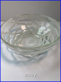 Kosta Boda Large 10.5 Center Bowl Art Glass Swirls White/Clear