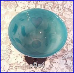 Kosta Boda Large Hearts Footed Bowl Goblet Glass Hydman Vallien 7050242 Signed