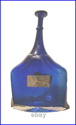 Kosta Boda Large Satellite Bottle Bertil Vallien NIB Cobalt Blue 17 1/8 #7080706