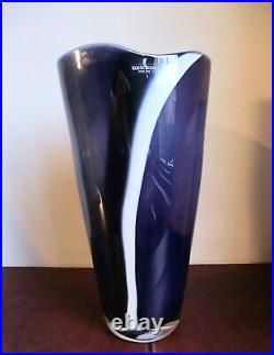 Kosta Boda Madagascar art glass vase, signed Gunnel Sahlin, blue, c 2002