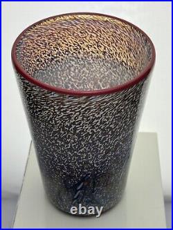 Kosta Boda Meteor Vase By Bertil Vallien Red Rim 7 Tall Signed 79530 Rare