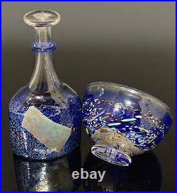 Kosta Boda Miniature Set, Bertil Vallien Signed 1992, Flask Vase & Bowl