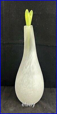 Kosta Boda NATURALIS Gunnel Sahlin Art Glass WHITE Bottle with Stopper RARE 12.3