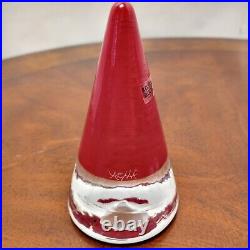 Kosta Boda Nöel Glass Xmas Gnome Tree Red Tomte Cone Signed Anna Ehrner 4.25