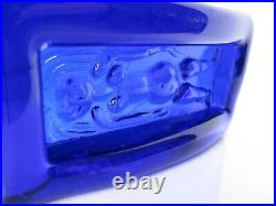 Kosta Boda Nude Female Design Art Glass dish by Erik Hoglund Cobalt Blue A