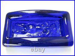 Kosta Boda Nude Female Design Art Glass dish by Erik Hoglund Cobalt Blue A