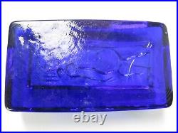 Kosta Boda Nude Female Design Art Glass dish by Erik Hoglund Cobalt Blue A