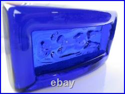 Kosta Boda Nude Female Design Art Glass dish by Erik Hoglund Cobalt Blue A