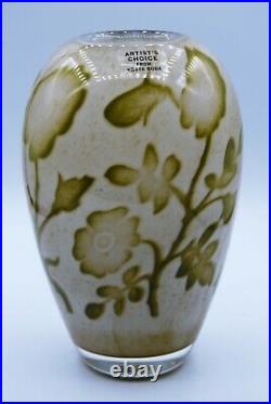 Kosta Boda. Olle Brozen. Large Vase Floating Flowers. Signed And Labeled