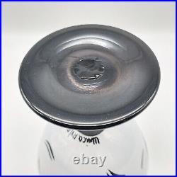 Kosta Boda Open Minds Black Stem Face Painted Glass Pedestal Bowl Vase Signed