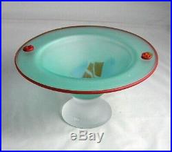 Kosta Boda PANDORA Art Glass Frosted Footed Compote Bowl Signed M. Backstrom