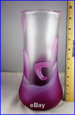 Kosta Boda Paul Hoff Pink Flamingo Art Glass Vase