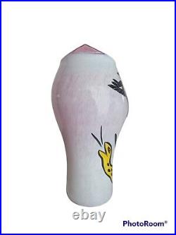 Kosta Boda Pink Art Glass Open Minds Large Vase 13 1/2 Vintage
