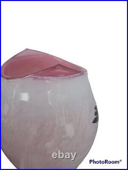 Kosta Boda Pink Art Glass Open Minds Large Vase 13 1/2 Vintage