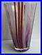 Kosta Boda Pink Ox Blood Striped Cabana Glass Vase Ludwig Lofgren 9-1/4 Tall