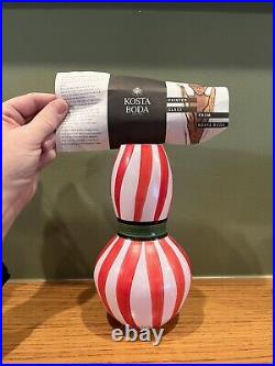 Kosta Boda Red Candy Stripe Ribbon Vase Signed Ulrica Hydman Vallien