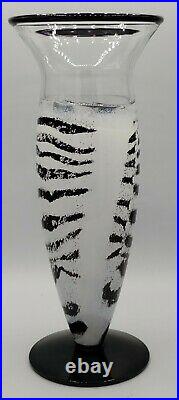 Kosta Boda Safari Collection Zebra Black White Vase 12 3/8 Tall