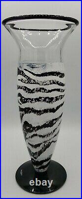 Kosta Boda Safari Collection Zebra Black White Vase 12 3/8 Tall