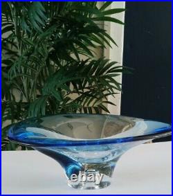Kosta Boda Sapphire Goran Warff Blue Pedestal Centerpiece Bowl 12 Signed NEW