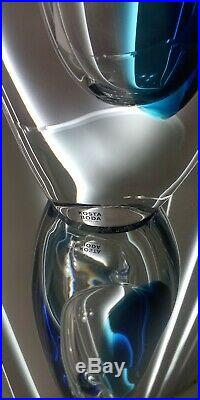 Kosta Boda Seaside Vase Cobalt Blue Turquoise & Clear 12 Goran Warff Signed NEW