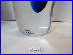Kosta Boda Seaside Vase Cobalt Blue Turquoise & Clear by Goran Warff SIGNED 10