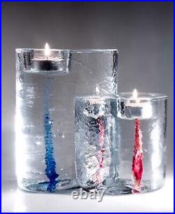 Kosta Boda Set of Sweet Heart Candle Holders by Kjell Engman. 2003 Lead Crystal