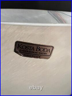 Kosta Boda Signed Bertil Vallien Frosted Art Glass Bowl Rainbow Design 58286