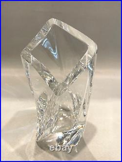 Kosta Boda Signed Goran Warff Clear Crystal Twisted Glass Vase